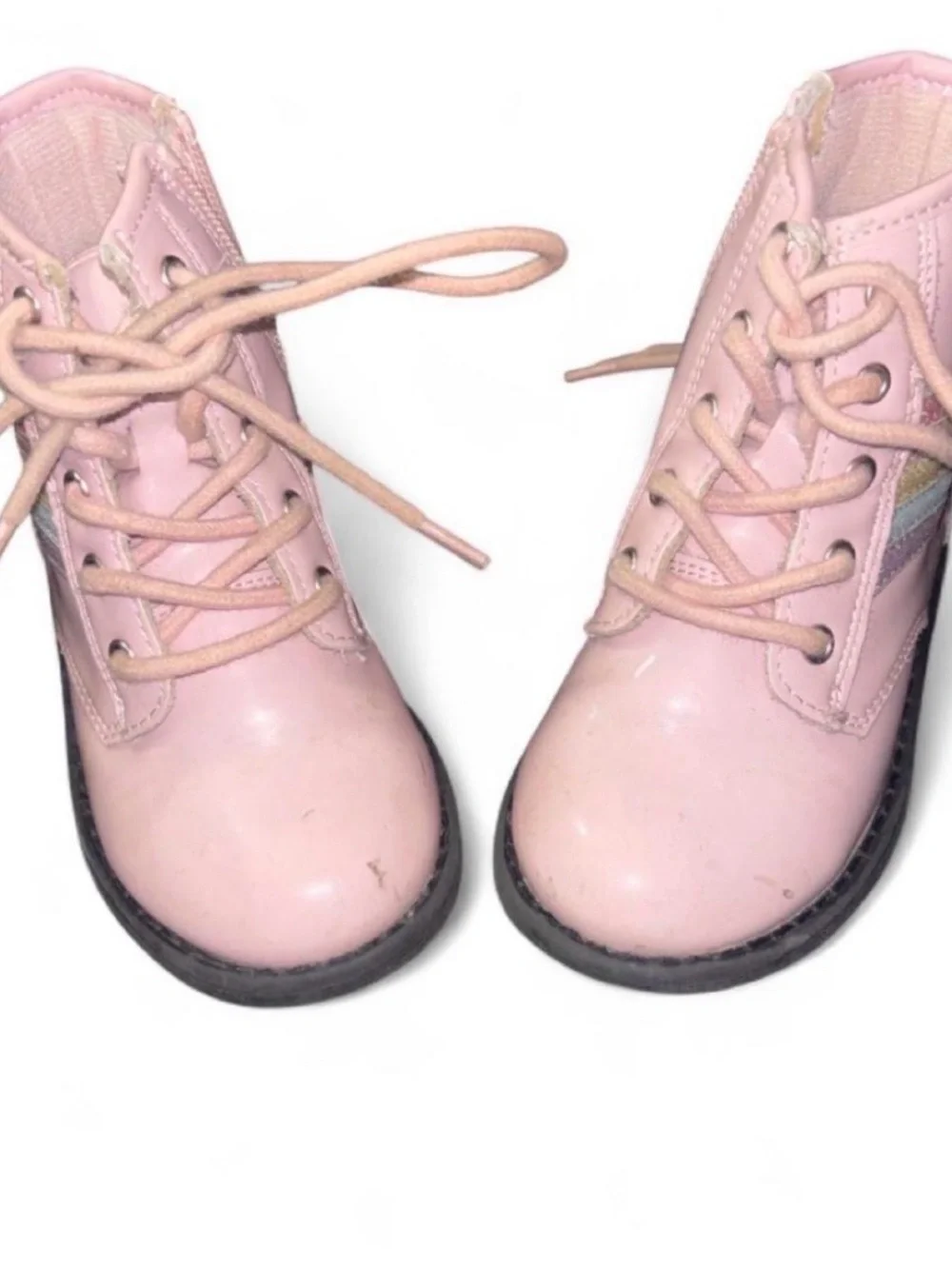 Kids Pink Lace-Up Boots
